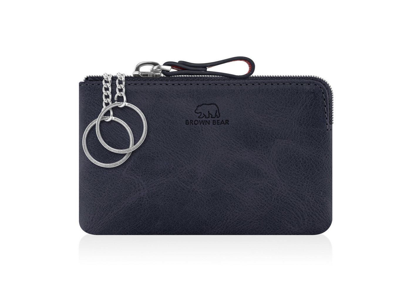 Brown Bear Schlüsseltasche 8017 - aus Echtleder mit zwei Schlüsselringen, mit Münzfach Farbe Blau-Vintage von Brown Bear