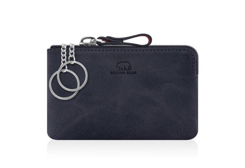 Brown Bear Schlüsseltasche 8017 - aus Echtleder mit zwei Schlüsselringen, mit Münzfach Farbe Blau-Vintage von Brown Bear