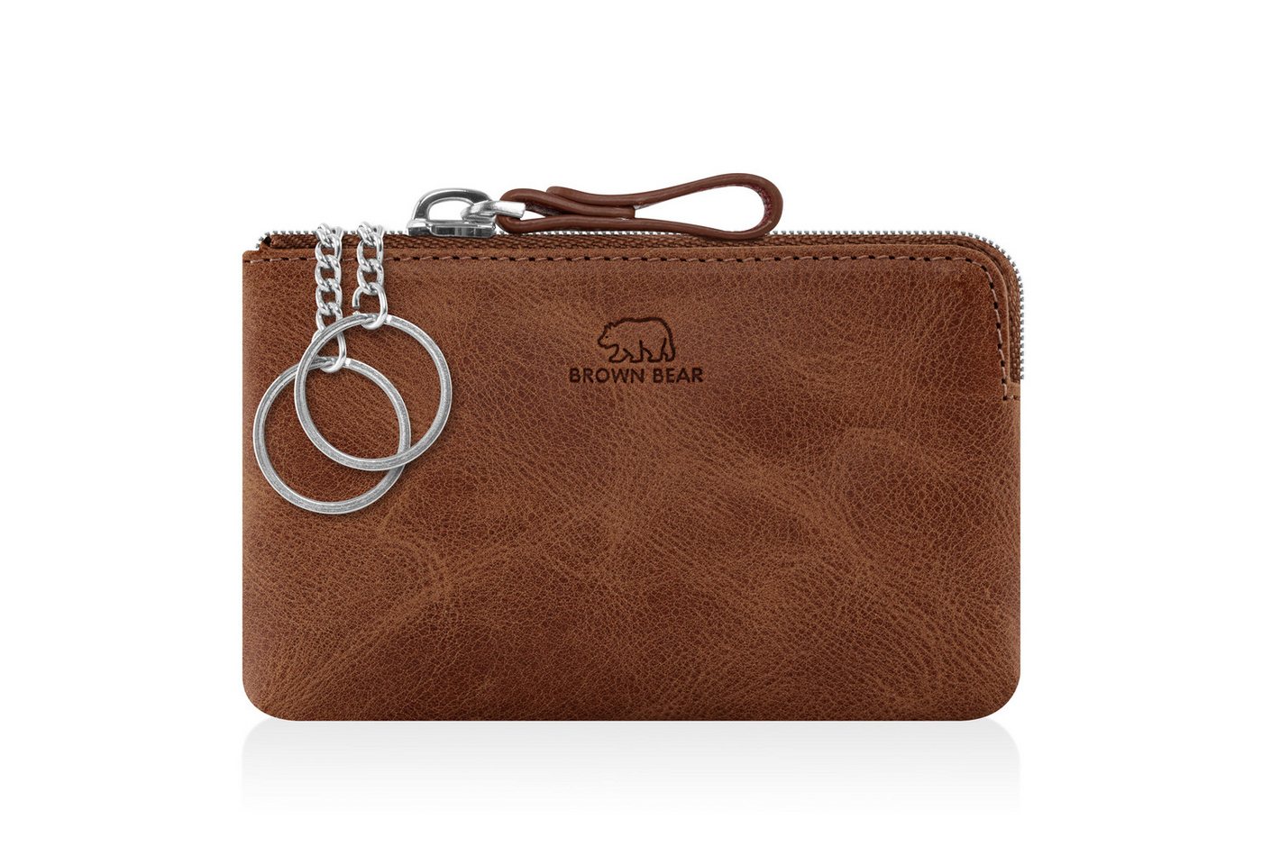 Brown Bear Schlüsseltasche 8017 - aus Echtleder mit zwei Schlüsselringen, mit Münzfach Farbe Braun-Vintage von Brown Bear