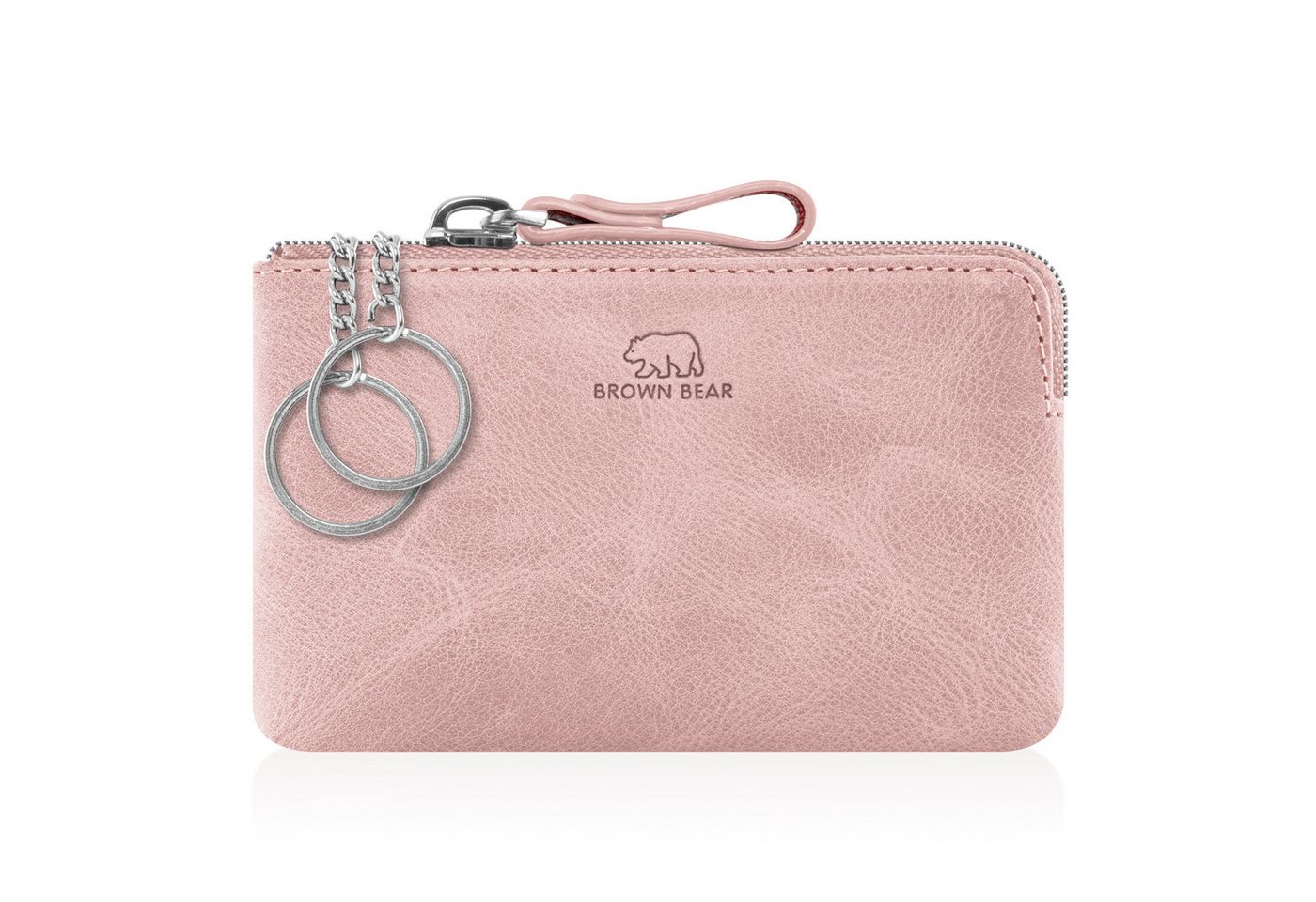 Brown Bear Schlüsseltasche 8017 - aus Echtleder mit zwei Schlüsselringen, mit Münzfach Farbe Pink-Vintage von Brown Bear