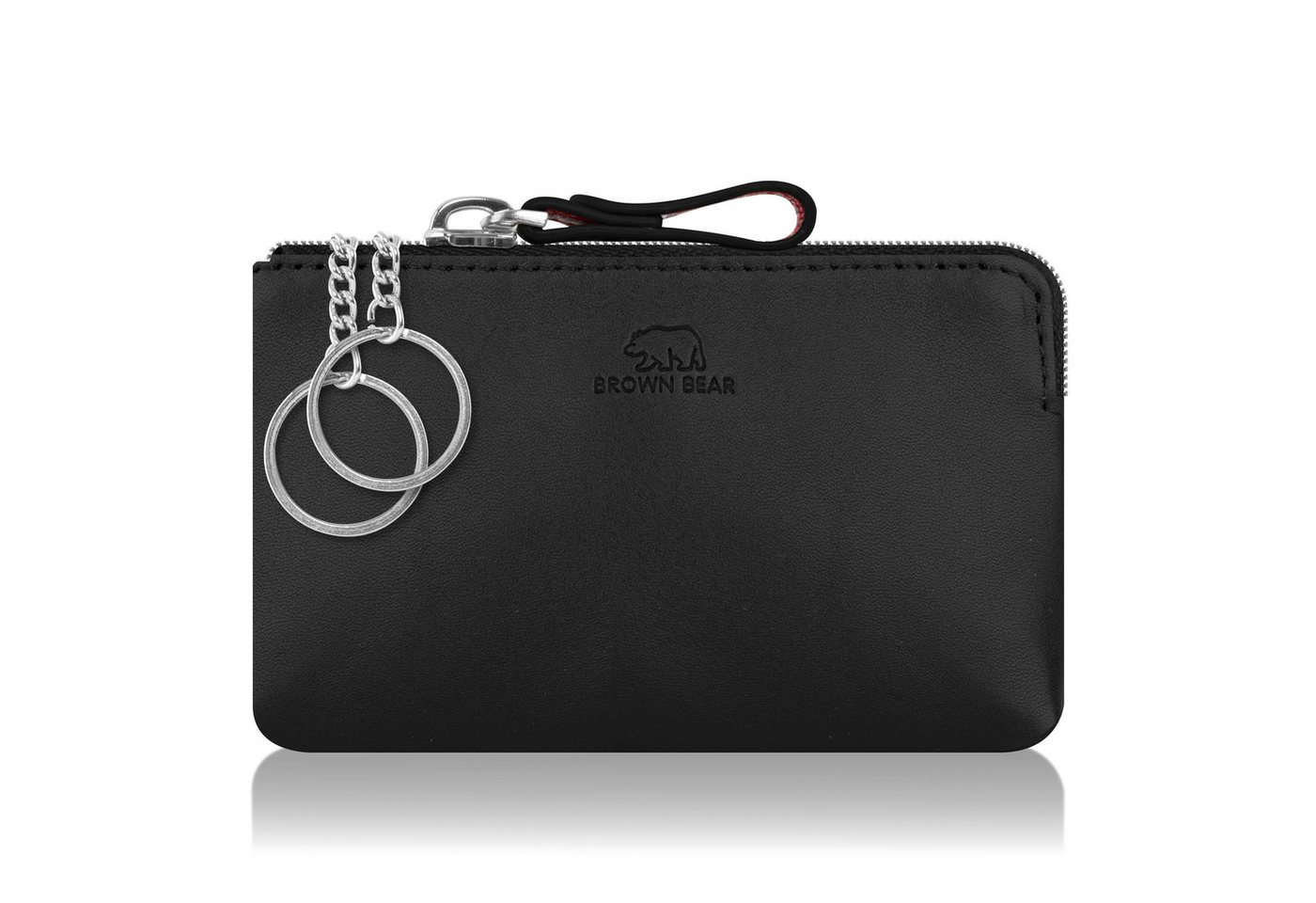 Brown Bear Schlüsseltasche 8017 - aus Echtleder mit zwei Schlüsselringen, mit Münzfach Farbe Schwarz Nappa von Brown Bear