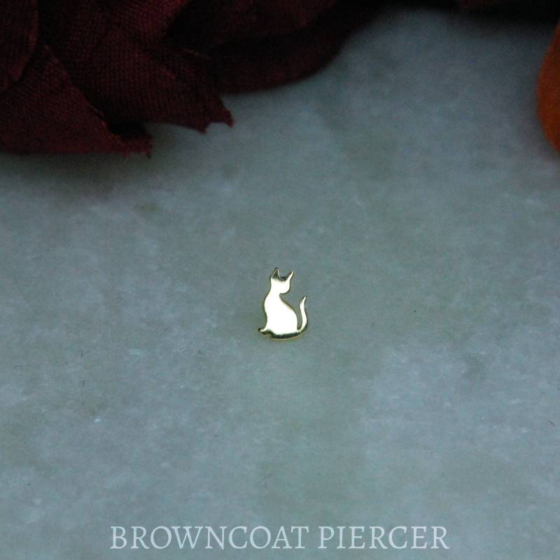 Junipurr Solid 14K Gelb, Weiß Oder Rose Gold Juni-Purr Threadless End - Cat von BrowncoatPiercer