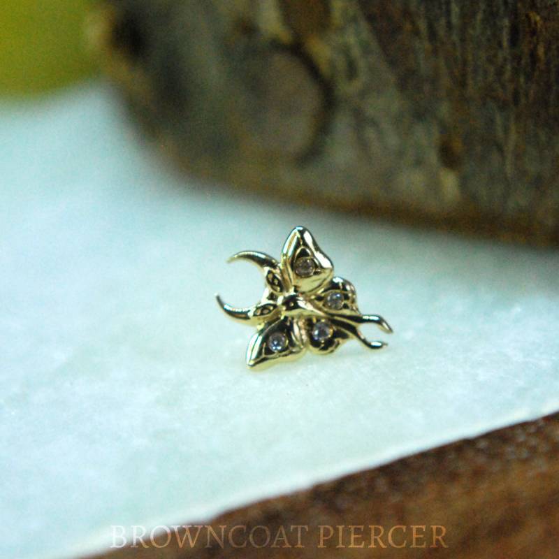 Junipurr Solid 14K Gold Luna Threadless End Mit Cz Edelsteinen von BrowncoatPiercer