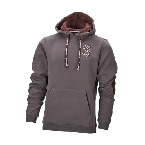4ADVENTURES Browning Sweatshirt Snapshot Hoodie Kapuzenpullover Jagd Grau mit braunen Details, moderner Schnitt (XXL, xx_l) von Browning