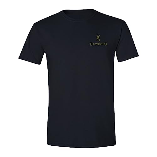 Browning Buckmark Herren-T-Shirt, Jagd und Outdoor, kurzärmelig, Grafik-T-Shirts, Ovix Camo Buckmark (Schwarz), Mittel von Browning