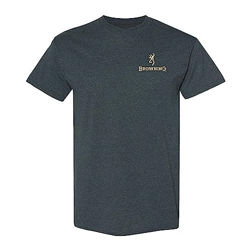 Browning Herren Buckmark Graphic T-Shirt Jagd & Outdoor Kurzarm, Jm Browning Hunt (Dark Heather), XL von Browning