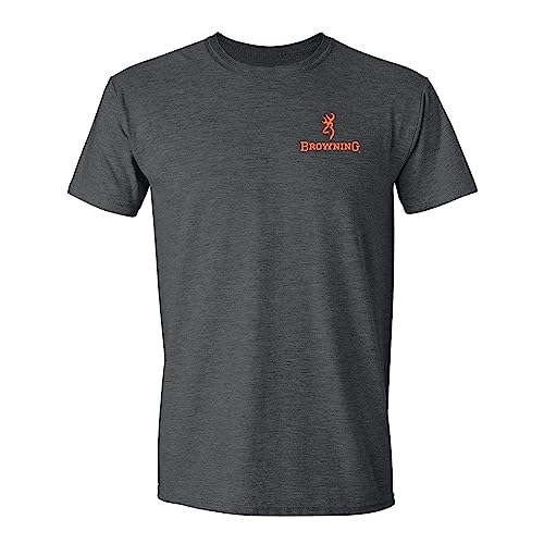 Browning Buckmark Herren-T-Shirt, Jagd und Outdoor, kurzärmelig, Grafik-T-Shirts, Half Realtree Edge Buckmark (Dark Heather), L von Browning