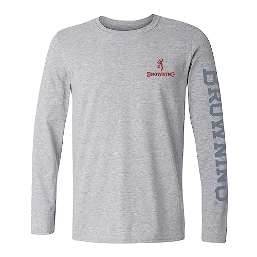 Browning Buckmark Herren-T-Shirt, Jagd- und Outdoor-Langarm-Grafik-T-Shirt, Hunt Tough (Sport Gray), 3X-Groß von Browning