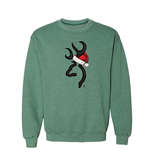 Browning Herren Weihnachtssweatshirts für die ganze Jagdfamilie Sweatshirt, Santa Buckmark (Heather Sport Green), Small von Browning