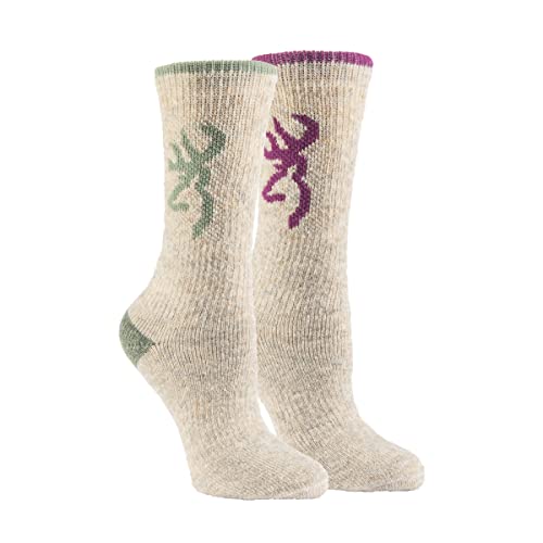 Browning Damen Buckmark, 2 Pairs Wool Blend Outdoor Boot with Arch Support Socken, Rowan (Lorbeerkranz/Magenta), Large (2er Pack) von Browning