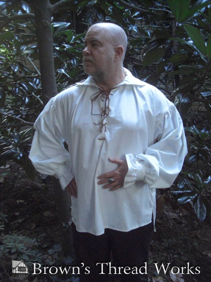 Herren Renaissance Pirat Dichter Hemd Weiß Maßgeschneidert Für Xsmall Bis Xlarge von BrownsThreadWorks