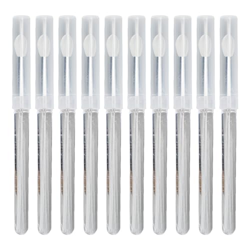 Brrnoo 10 Stück Nail Art Silikonstift, Wiederverwendbare Nail Art Pinsel, Chrom Glitzer Spiegel Puder Pigment Applikator Sticks mit Abdeckung, Lippenstift Lidschatten Pinsel von Brrnoo