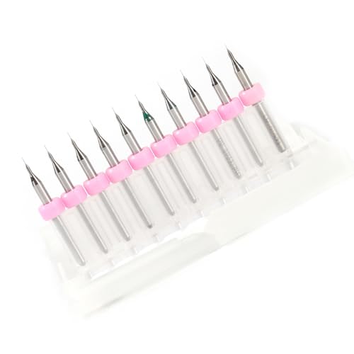 10 Stück Wolfram Stahl Weiß Stahl Mikro Bohrer Set für PCB, SMT, CNC, Skulptur, Handwerk Arbeiten mit Einfach zu Bedienenden Lager Behälter für Model Engineering (0,1 mm) von Brrnoo