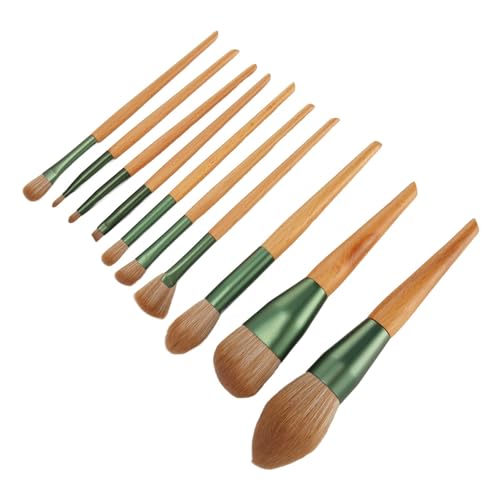 10-teiliges Make-up-Pinsel-Set, Make-up-Pinsel, Make-up-Pinsel, Kosmetikpinsel, Weiche Faserborsten, Holzgriffpinsel, Professionelles Make-up-Pinsel-Set für Frauen und Mädchen von Brrnoo