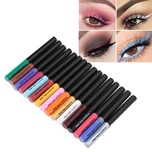 16pcs Liquid Eyeliner Set, Liquid Pen No-Skip Wasserdichte Formel Eyeliner Make-up, Langlebiger Farbechter Eyeliner für das Tägliche Leben Arbeitsdatum von Brrnoo