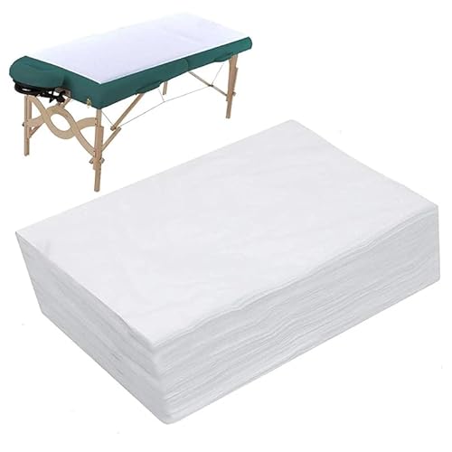 180 * 80 cm Einweg Wasserdichtes Bettlaken, Ölbeständig Hygienische Massage Vliesstoff Massageliegen Bezug, für Massagetische Betten in Krankenhäusern oder Schönheitssalons, 10 Stück(white) von Brrnoo