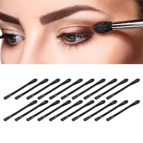 20 Stück Lidschattenpinsel, Lidschatten-Applikator, Doppelseitige, Weiche, Flauschige Haare, Schwammkopf, Make-up-Pinsel, Lidschatten-Schwamm-Applikator, Wiederverwendbare von Brrnoo