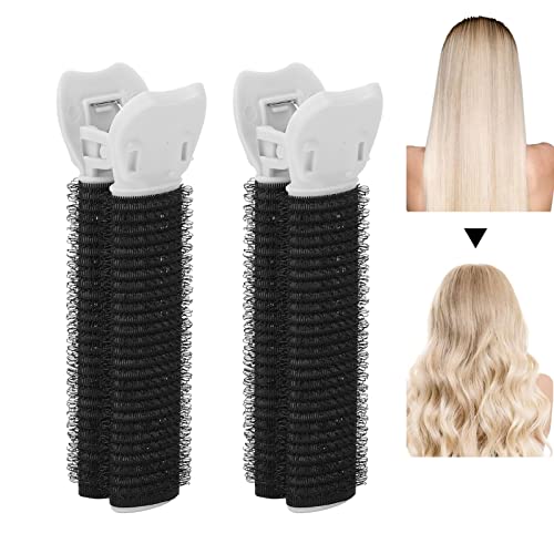 2PCS Volumizing Hair Root Clips, Heatless Curler for Fluffy Instant Bangs, Doppelte Lockenwickler ohne Hitze, Haarstyling-Zubehör für Frauen & Mädchen (Schwarz) von Brrnoo