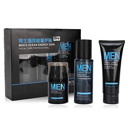 männer gesichtswäsche, 3 Stück Männer Gesichtspflege Set Feuchtigkeitsspendende feuchtigkeitsspendende Ölkontrolle Reinigungsmittel Toner Gesichtscreme von Brrnoo