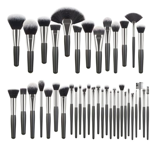 40-teiliges Make-up-Pinsel-Set, Make-up-Pinsel, Make-up-Pinsel, Kosmetikpinsel-Set für Lidschatten, Concealer, Foundation, Lippen, Weicher Holzgriff, Kosmetikpinsel-Set mit von Brrnoo