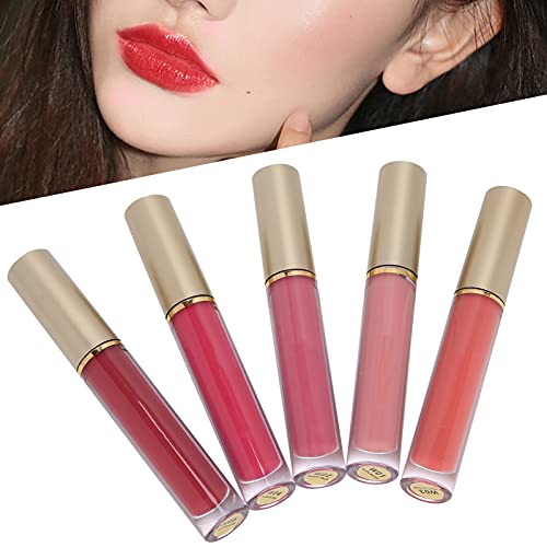 5 teiliges Flüssiges Lippenstiftset, Lip Glaze Gloss Matte Langlebiges Wasserdichtes Kosmetisches Make-up(#01 WHISPER) von Brrnoo
