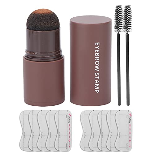 Augenbrauen-Stempel Set, wasserdichtes Puder Set mit 10x wiederverwendbaren Schablonen, dunkelbraun, Profi-Formungsset von Brrnoo