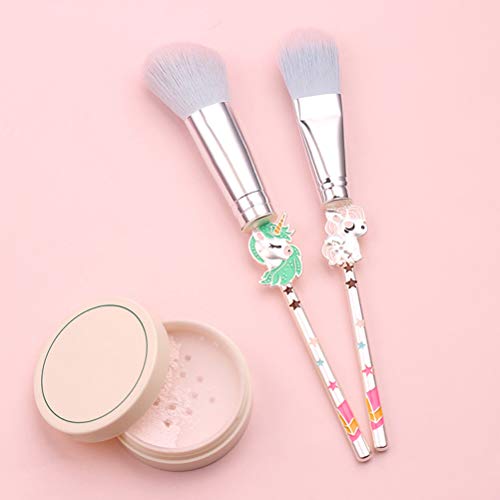 BRRNOO Fantasy -Make -up -Pinsel, 7pcs Metallgriff Pinsel mit Aufbewahrungsbeutel, für Lidschatten -Rouge -Highlight Concealer, Perfektes Innovatives Griff Design, Niedliches Farytale (COLORFUL) von Brrnoo