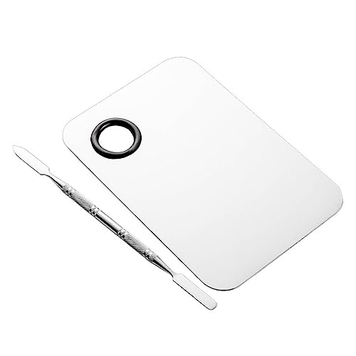 BRRNOO Make -up -Mischpalette aus Edelstahl, Gummi -Fingerloch, Doppelt Beendetes Spatel, Geeignet für Professionelle Maskenbildner, Mischung von Lidschatten von Brrnoo