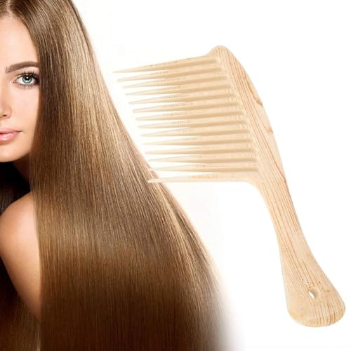 Breiter Zahnkamm, Holzkamm Tragbar Breiter großer Zahnfrisur Kamm Detangler Öl Haar Friseur Styling Tool für Männer und Frauen Breiter Zahnkamm, Holzkamm Tragbar Breiter großer Zahnfrisur Kamm Detangler Öl Haar Friseur Styling Tool für Männer und Frauen von Brrnoo