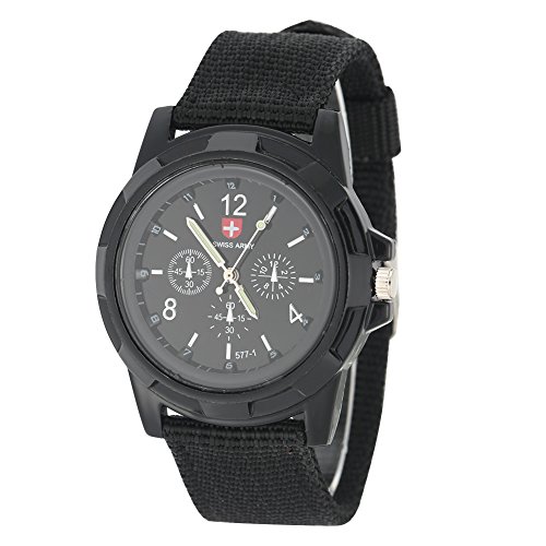 Brrnoo Militär Uhr Armbanduhr Herren, Elektronische Einfache Analoge Armbanduhr, Unisex Erwachsene Analoge Uhr mit Rundem Nylonband Militär Armbanduhr Outdoor Uhr Männer Geschenk(01) von Brrnoo