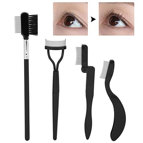 Brrnoo Eyebrow -Kamm, 4 Teile Klappende Wimpernabscheider -Pflegepinsel Tragbares Make -up -Werkzeug für Mädchen Frauen, Rostfreie Stahlzähne, Leicht zu Reinigen, Gekrümmtes Design für von Brrnoo
