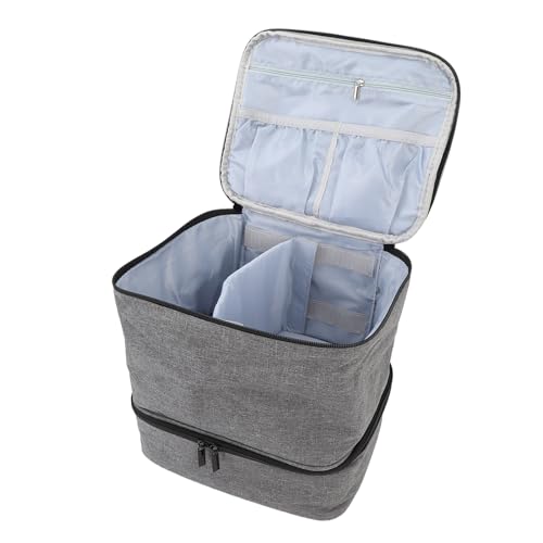 Doppelschichtiger Organizer für Nagelzubehör, Fasst 30 Flaschen, Organizer-Tasche für Make-up-Werkzeuge mit Großem Fassungsvermögen (Grey) von Brrnoo