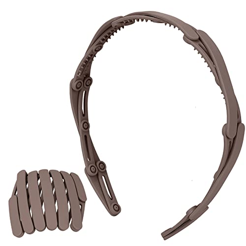 Faltbarer Haarreifen, Verstellbare Haarreifen Reise Haarband, Schwarz Wave Haarband, Haarreifen Haarschmuck Stirnband(Braun) von Brrnoo