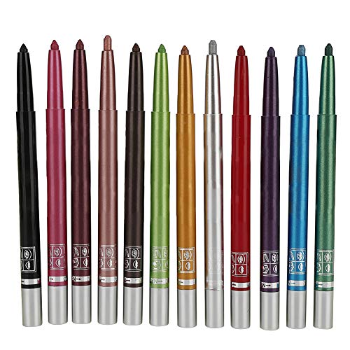Farbiger Eyeliner, 12 Farben Eyeliner-Stift-Set, Wasserdichtes, Hochpigmentiertes, Langlebiges Eyeliner-Make-up, Augenbrauenstift Eyeliner Augenbrauen-Lippenstift-Stift-Stift-Make-up-Kosmetik-Set-Kit- von Brrnoo