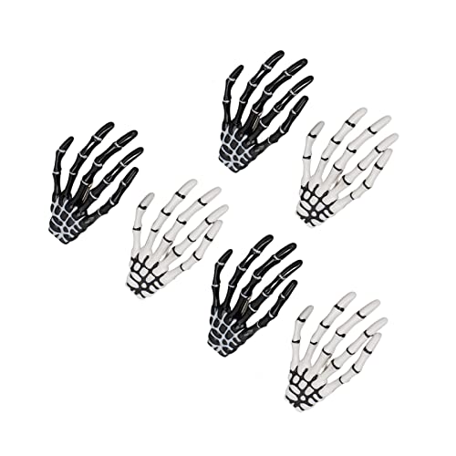 Geoot Trendy Skeleton Hand Bone Claw Punk Haarspange – Weiß, 6 Stück, Halloween-Dekorationen, Cosplay-Kostüm-Zubehör, Haarnadel für Frauen und Mädchen von Brrnoo