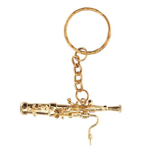 Gold Mini Fagott Form Schlüsselanhänger, Mini Musikinstrument Miniatur Replik Puppenhaus Modell, Schlüsselanhänger Anhänger Musikinstrument Schlüsselanhänger von Brrnoo