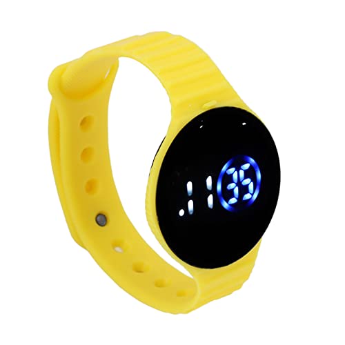 Kinder-Digitaluhr Intelligente Uhr, Kinder Digitaluhr, Wasserdichtes Silikonarmband, Kratzfeste LED Elektronikuhr für Kinder, Frauen, Männer, Mädchen, Jungen(Gelb) von Brrnoo