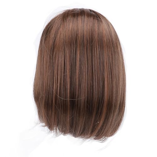 Kurze Perücke für Frauen, Braune Kurzhaarperücke, Weiche Synthetische Perücke mit Atmungsaktivem Futter, Sicher Fixiert, Hochtemperaturfaser, Einfach zu Stylen, Ideal für Partys, von Brrnoo