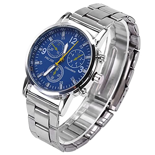 Männer Männliche Analoge Uhr, Edelstahl Band-Legierung Gehäuse-Armbanduhr, Beiläufige Sport Design Geschäftsuhren, Bestes Herrengeschenk(Blau) von Brrnoo