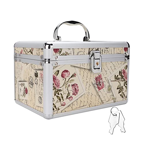 Makeup Organizer Case with Mirror & Lock - Large Capacity Cosmetic Box for Travel - Beauty Tools Storage for Makeup, Nail Polish, Jewelry - Ideal for Girls von Brrnoo