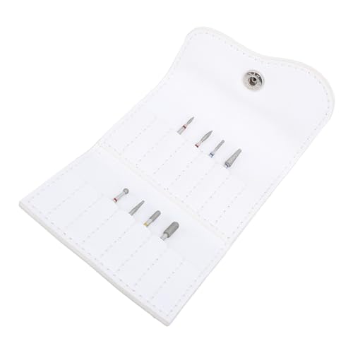 Nagelbohrer-Bits mit Tragbarem PU-Lederhalter, Nagelpolierköpfe-Halter-Organizer, Nagelschleifer und Bit-PU-Leder-Halter-Taschen-Set für Zuhause, Reisen, Salon von Brrnoo