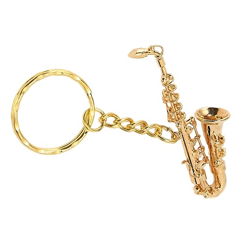 Niedlicher Saxophon-Anhänger-Schlüsselanhänger, Goldenes Miniatur-Saxophon-Modell, Messing-Hängeornament, Niedliche Mini-Musikinstrument-Schlüsselanhänger-Dekoration von Brrnoo