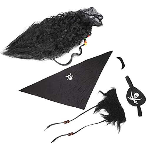 Selbstklebender Schwarzer Bart mit Perücke und Kopftuch, Komplettkostüm für Halloween Partys, Erwachsene und Kinder von Brrnoo