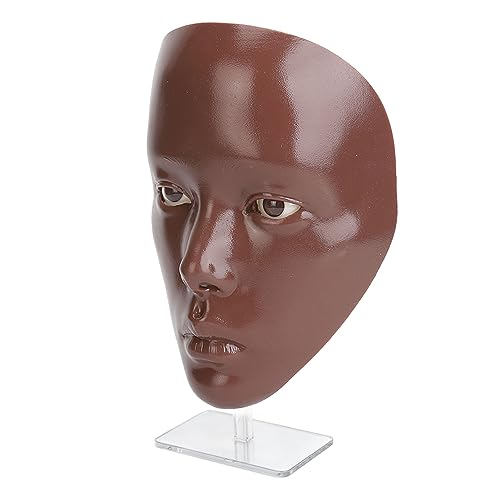 Realistische 5D-Vollgesichts-Make-up-Übungs-Gesichtspuppe mit Stabilem Ständer, Ideal Zum Zeichnen von Augenbrauen, Zum Auftragen Falscher Wimpern, für Eyeliner und für (schwarze von Brrnoo