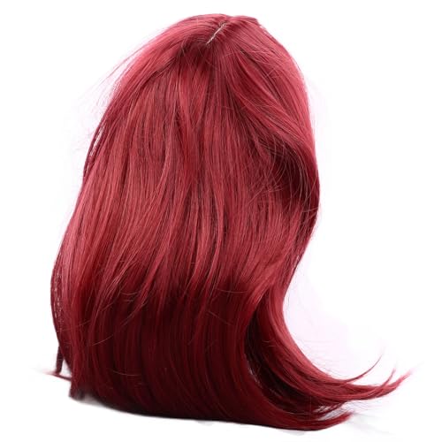 Rote Bob-Perücke, Kurze Gerade Perücke für Damen, Elastisches Band in Roter Farbe. Tragen Sie Fest Falsche Bob-Perücken mit Haarspangen von Brrnoo