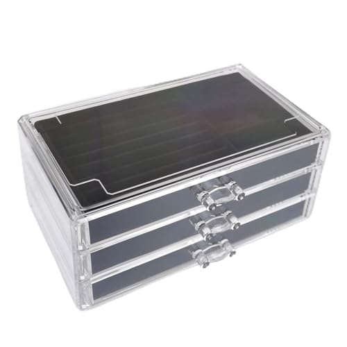 Schmuck-Organizer-Box, 3-lagiger Mädchen-Schmuck-Organizer, Transparente Ohrringe-Aufbewahrungsbox mit Fächern für Ringe, Armreifen, Armbänder, Halsketten und Ohrringe, (BLACK) von Brrnoo