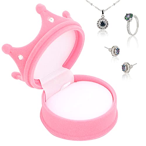 Schmuck Ringbox, Damen Geschenkbox Ringbox, Reise Schmuck Organizer Mini Tragbare Retro Design Ring Neckalce Armband Krone Schmuck Aufbewahrungskoffer Box(Rosa) von Brrnoo