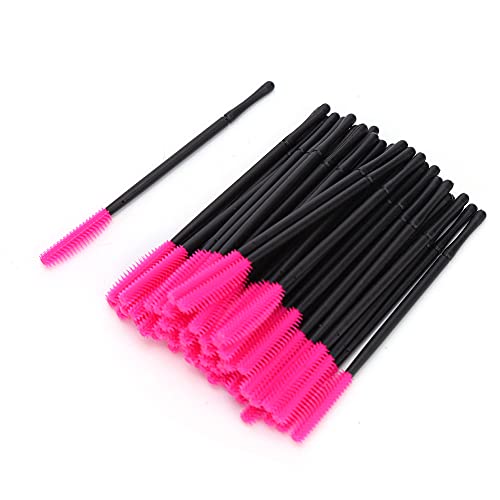 Silikon-Wimpernbürste, 50 Stück/Set Einweg-Wimpernbürste, Make-up-Pinsel, Mascara-Applikator, Beauty-Tool, Mini-Wimpernbürste (Rosenrot) von Brrnoo