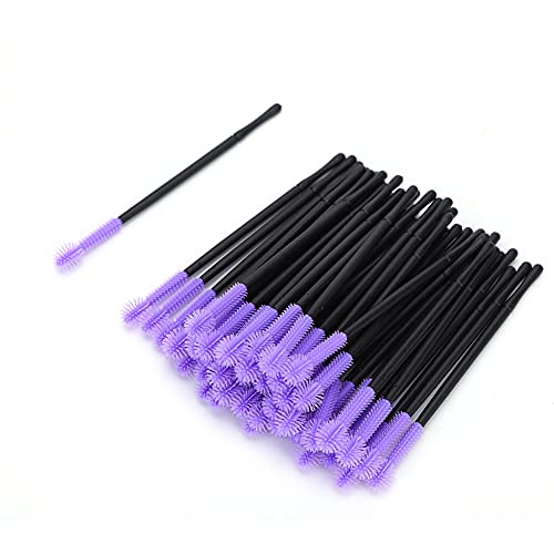 Silikon-Wimpernbürste, 50 Stück/Set Einweg-Wimpernbürste, Make-up-Pinsel, Mascara-Applikator, Beauty-Tool, Mini-Wimpernbürste (violett) von Brrnoo