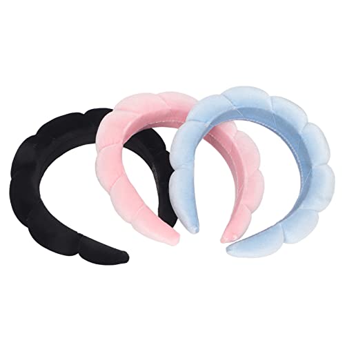 Spa-Stirnband, 3-teiliges Gesichts-Make-up-Haarband, Breites Stirnband, Rutsch-elastisches Kopf-Wrap, Haarschmuck, Geschwollenes Make-up-Stirnband, Spa-Stirnband für Hautpflege, von Brrnoo